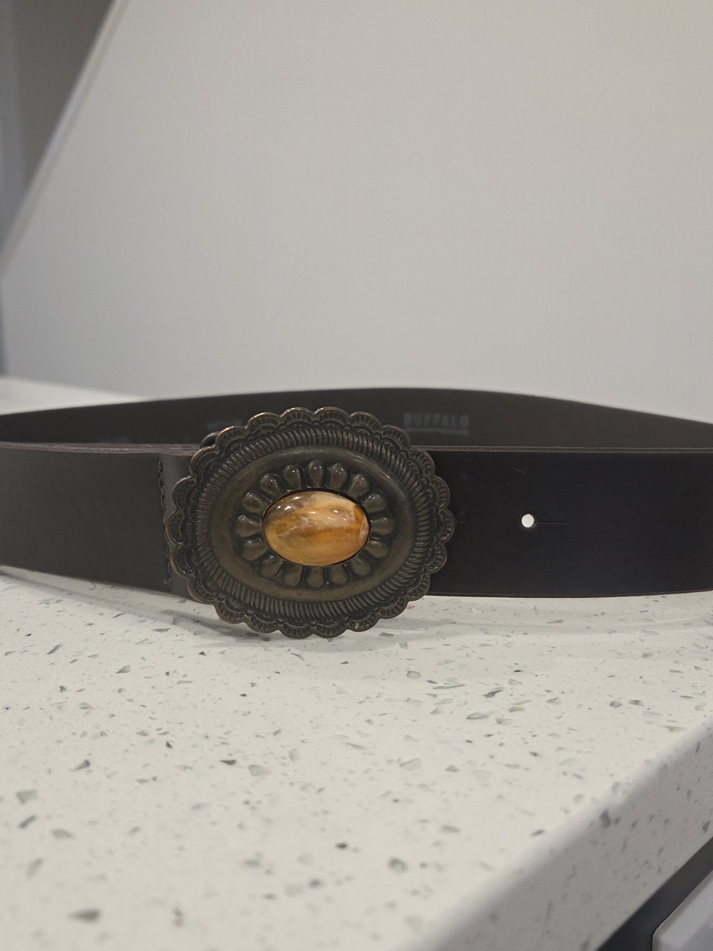 Buffalo David Bitton Black Leather Logo Strap